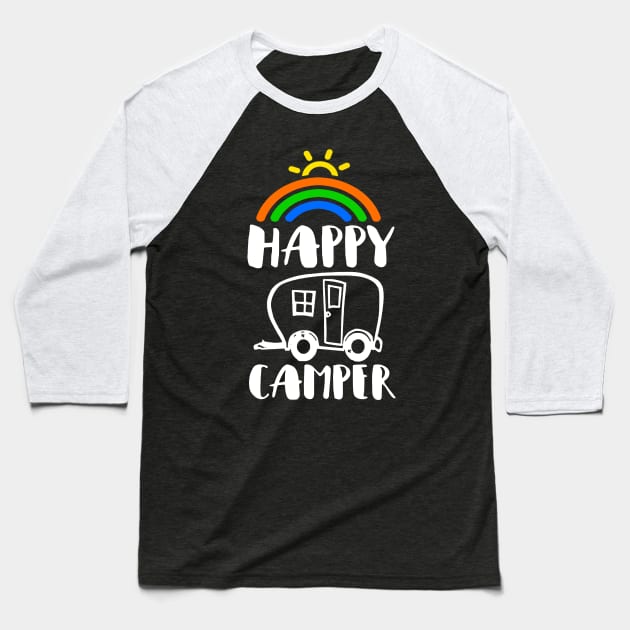 'Rainbow RV Happy Camper' Amazing Rainbows Gift Baseball T-Shirt by ourwackyhome